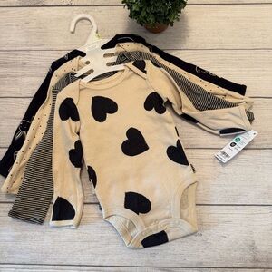 Carter's Beige and Black Set of 4 Bodysuits